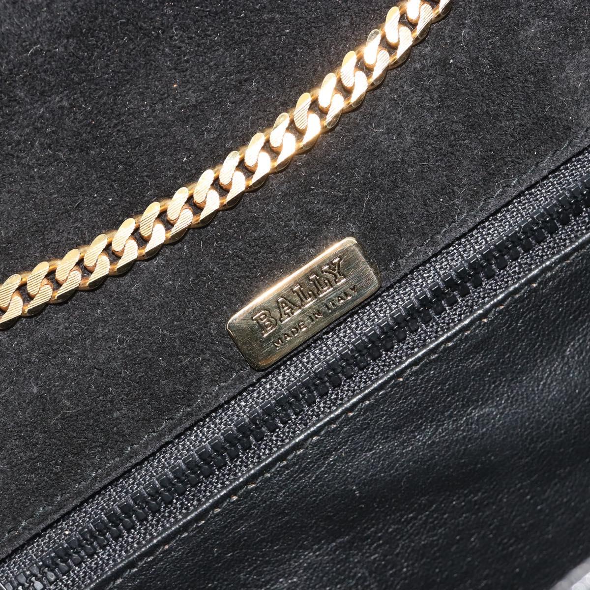 BALLY Chain Shoulder Bag Patent Leather Black Gold Auth bs36285A