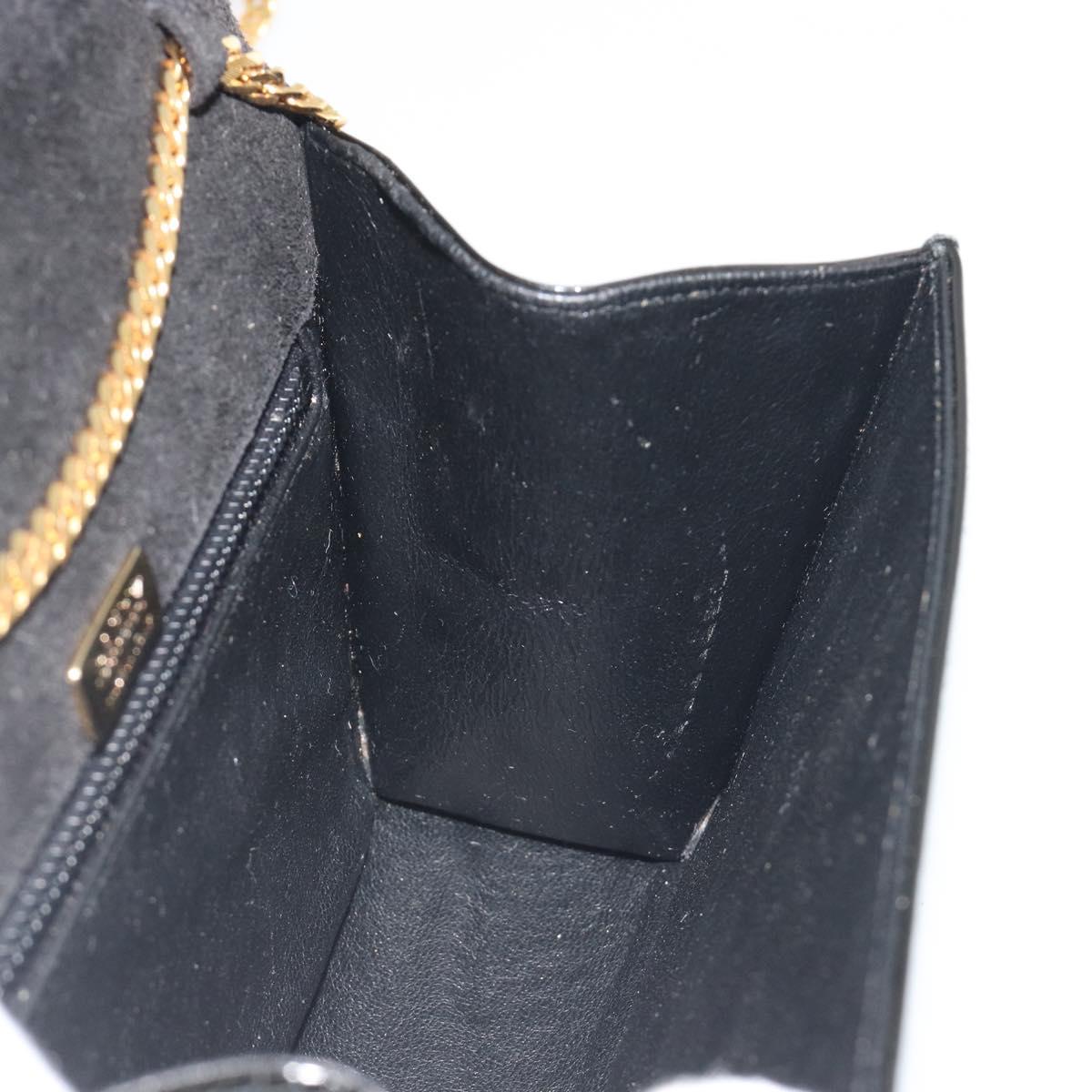 BALLY Chain Shoulder Bag Patent Leather Black Gold Auth bs36285A