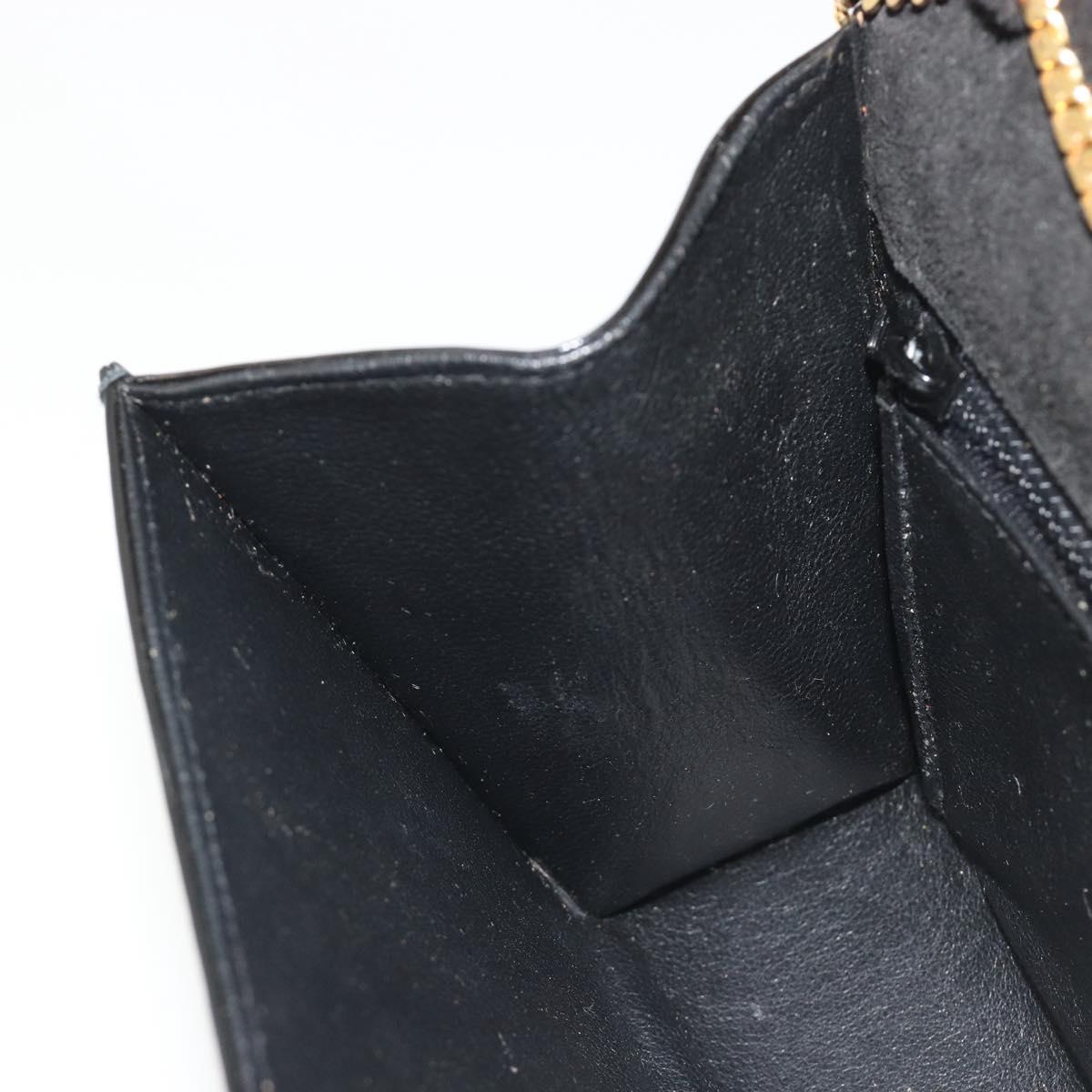 BALLY Chain Shoulder Bag Patent Leather Black Gold Auth bs36285A