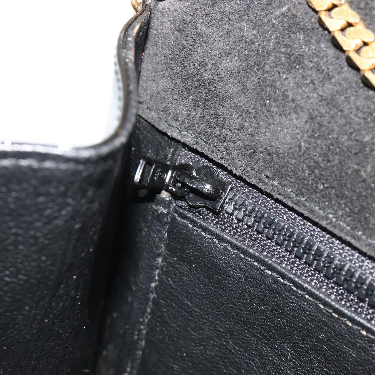 BALLY Chain Shoulder Bag Patent Leather Black Gold Auth bs36285A