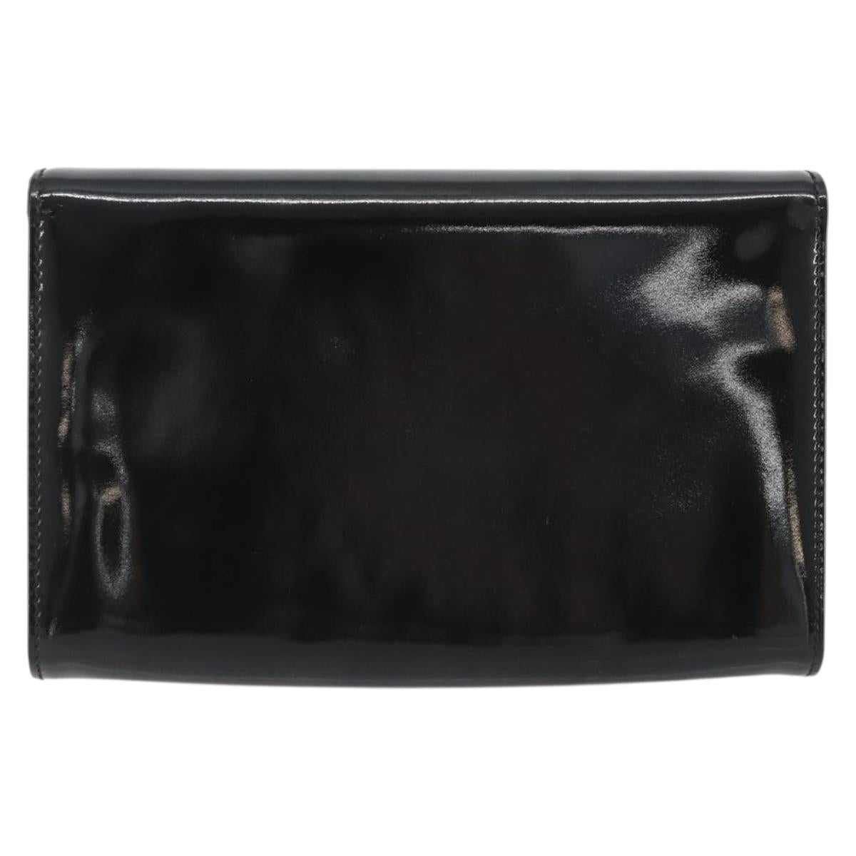 BALLY Chain Shoulder Bag Patent Leather Black Gold Auth bs36285A