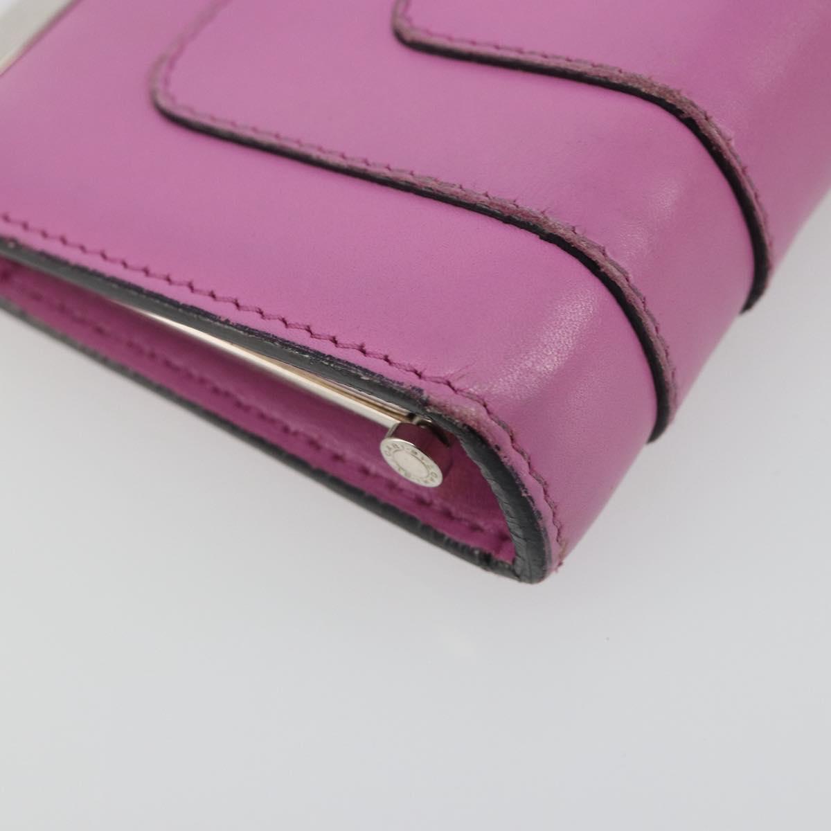 BVLGARI Coin Purse Leather Pink Silver Auth bs36286