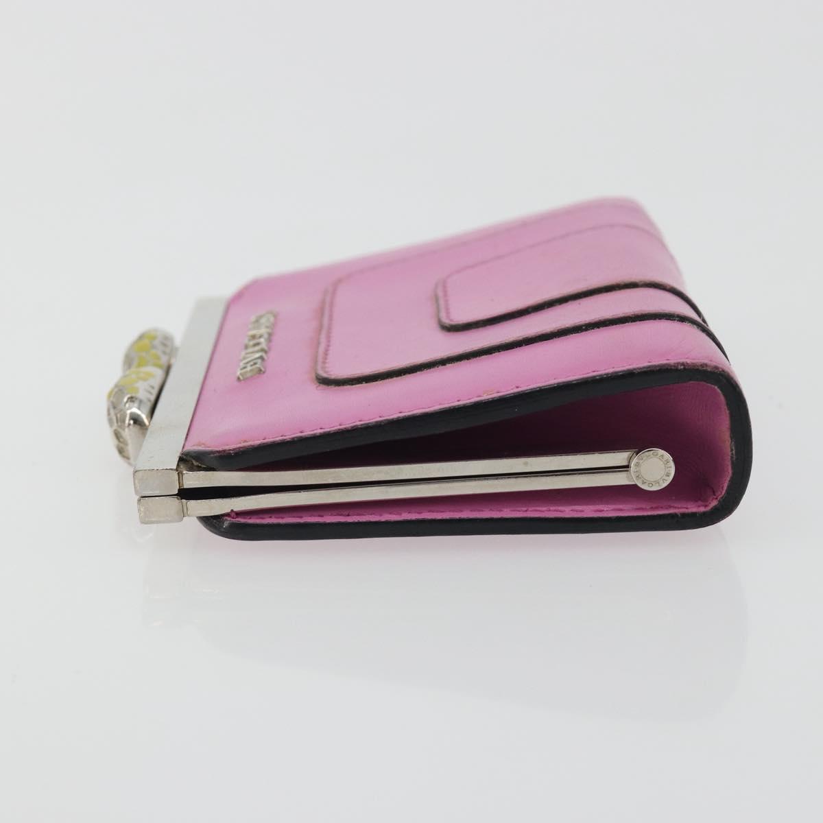 BVLGARI Coin Purse Leather Pink Silver Auth bs36286