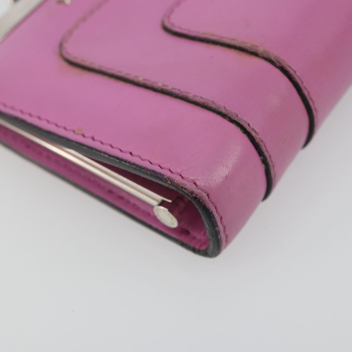 BVLGARI Coin Purse Leather Pink Silver Auth bs36286