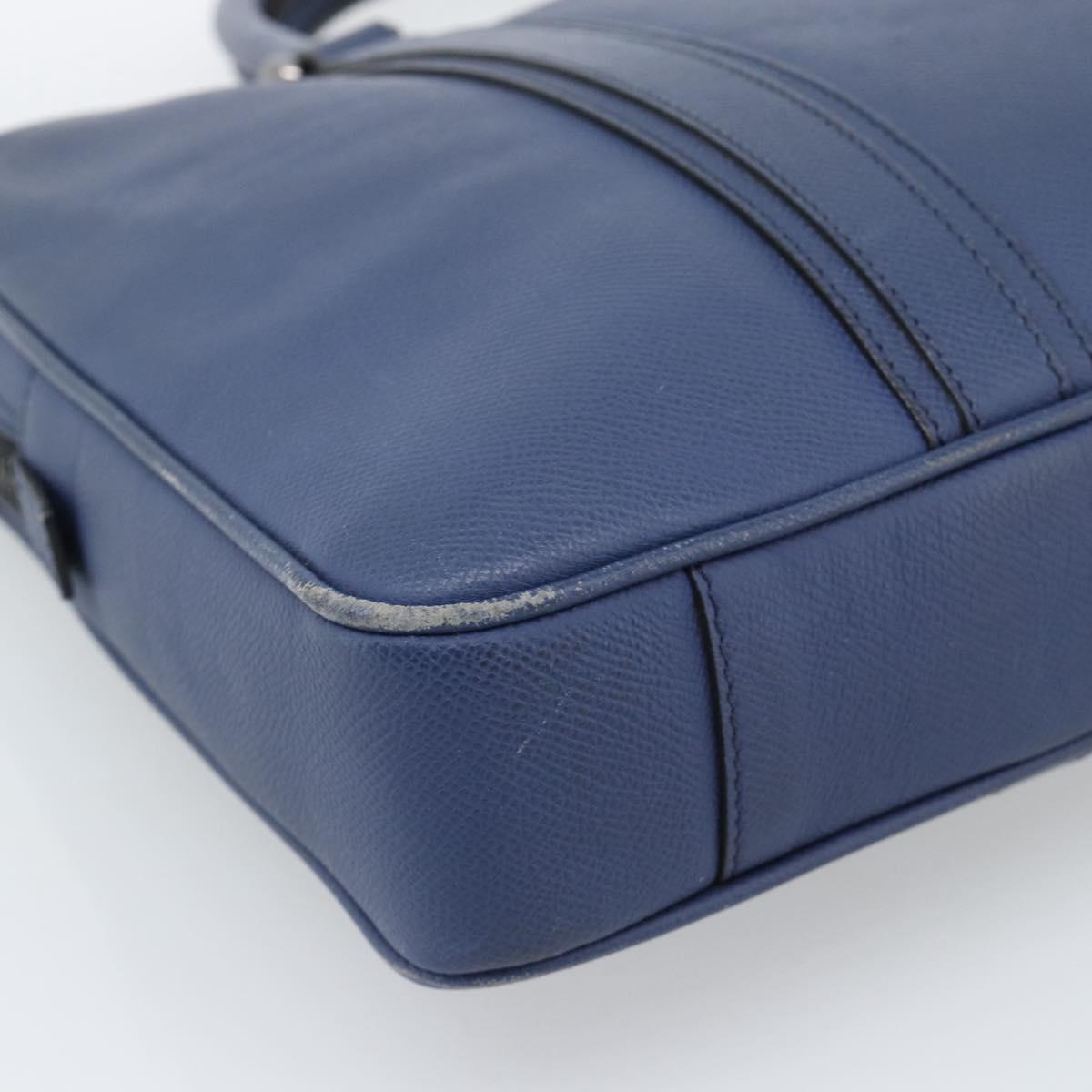 BURBERRY Business Bag Leather Blue Silver Auth bs36287