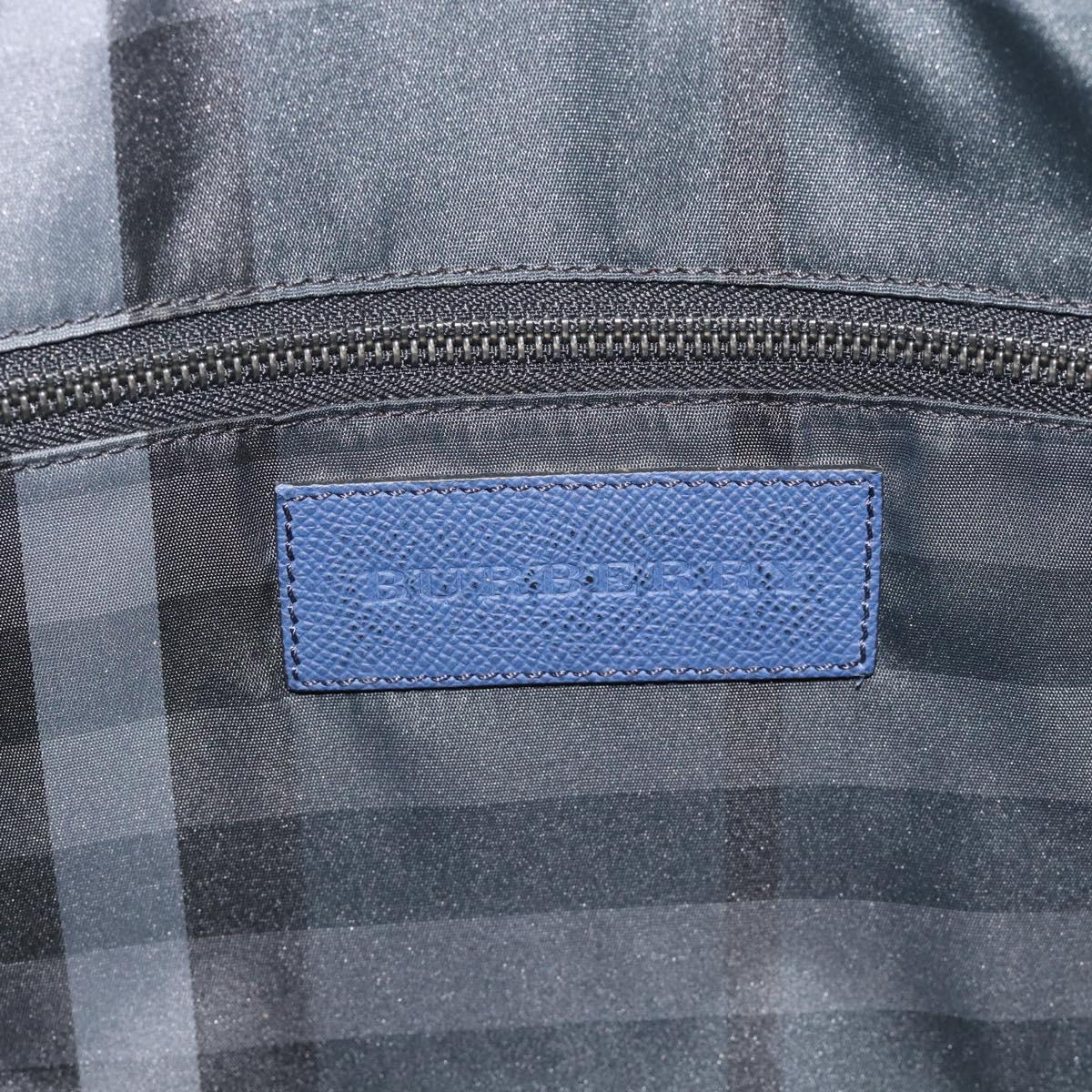 BURBERRY Business Bag Leather Blue Silver Auth bs36287