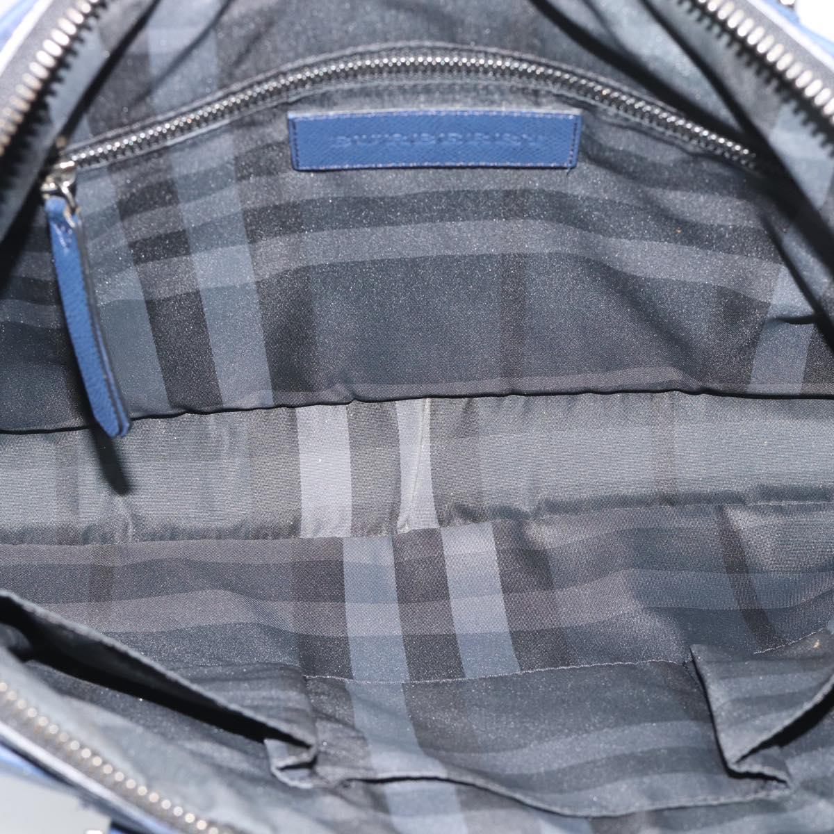 BURBERRY Business Bag Leather Blue Silver Auth bs36287