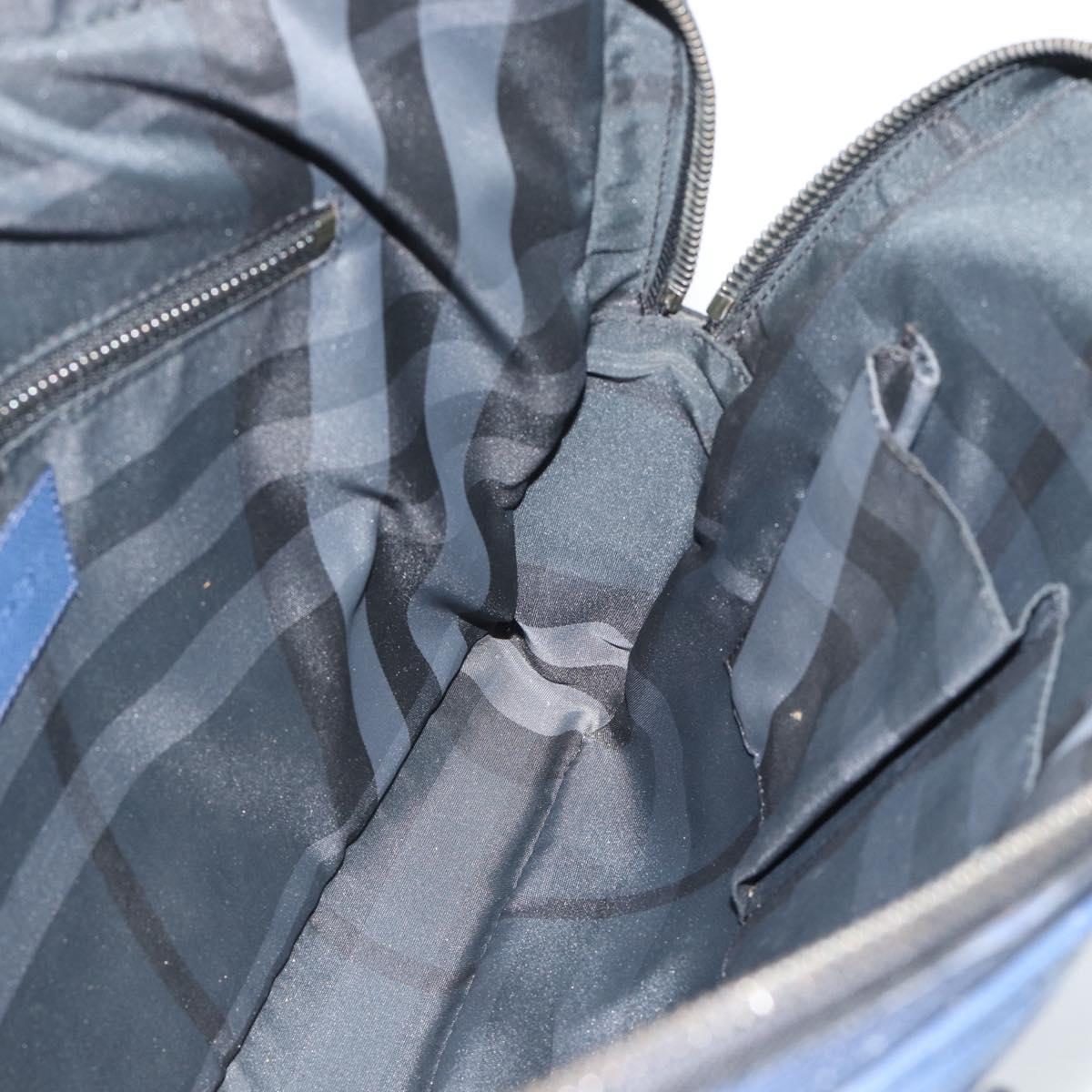 BURBERRY Business Bag Leather Blue Silver Auth bs36287