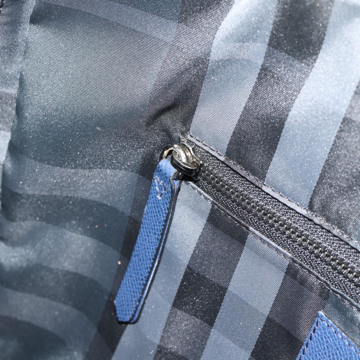 BURBERRY Business Bag Leather Blue Silver Auth bs36287