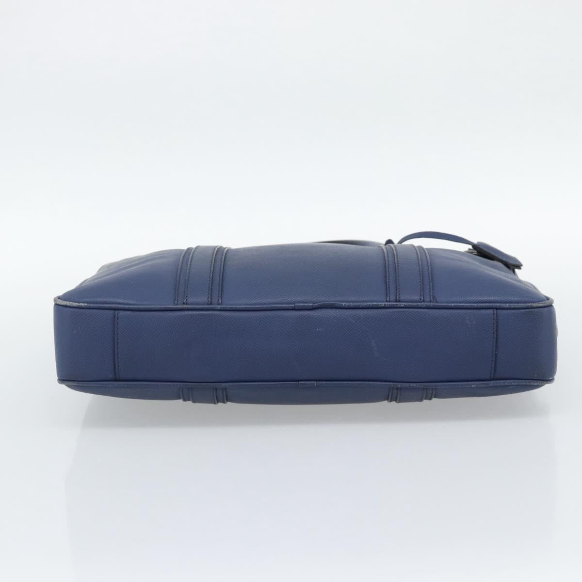 BURBERRY Business Bag Leather Blue Silver Auth bs36287