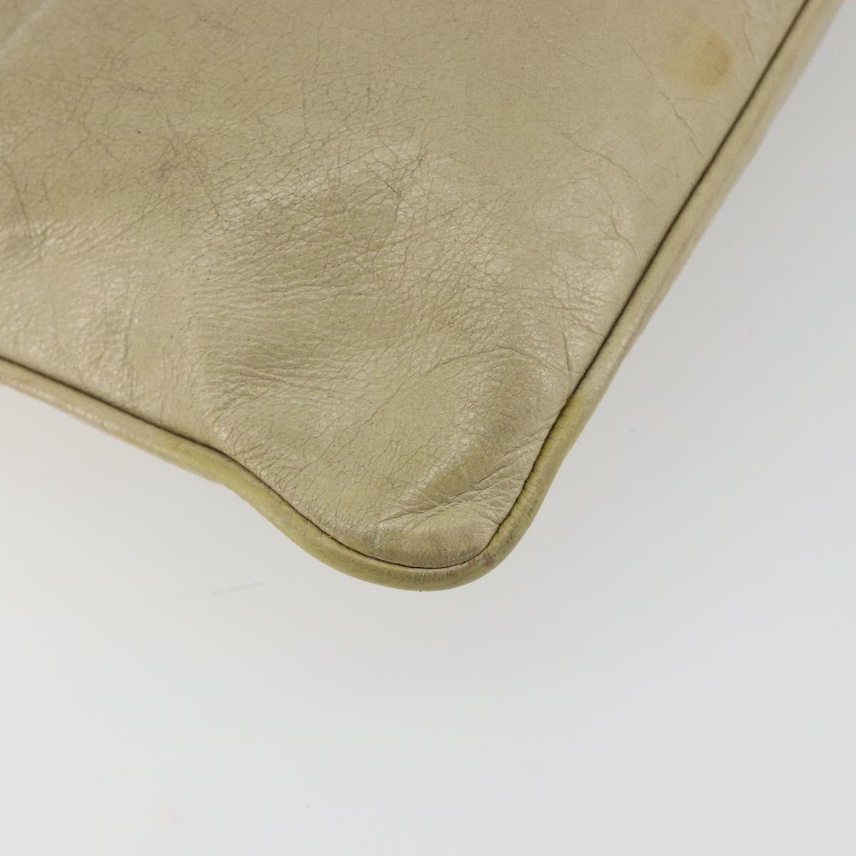 Miu Miu Matelasse Shoulder Bag Leather Beige Gold Auth bs36288
