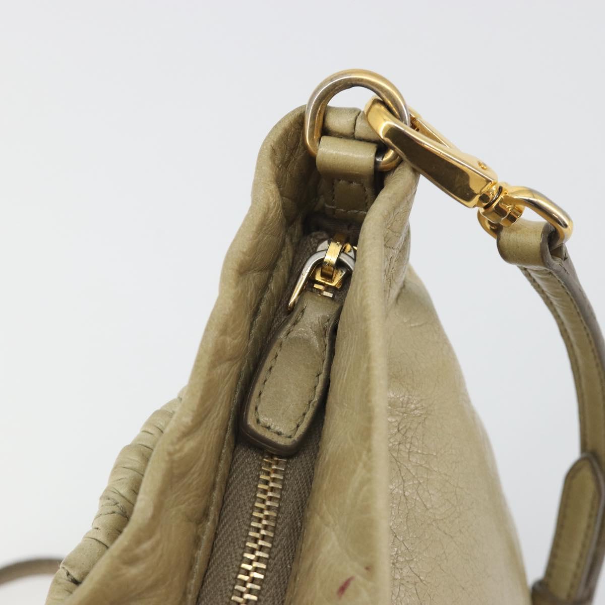 Miu Miu Matelasse Shoulder Bag Leather Beige Gold Auth bs36288