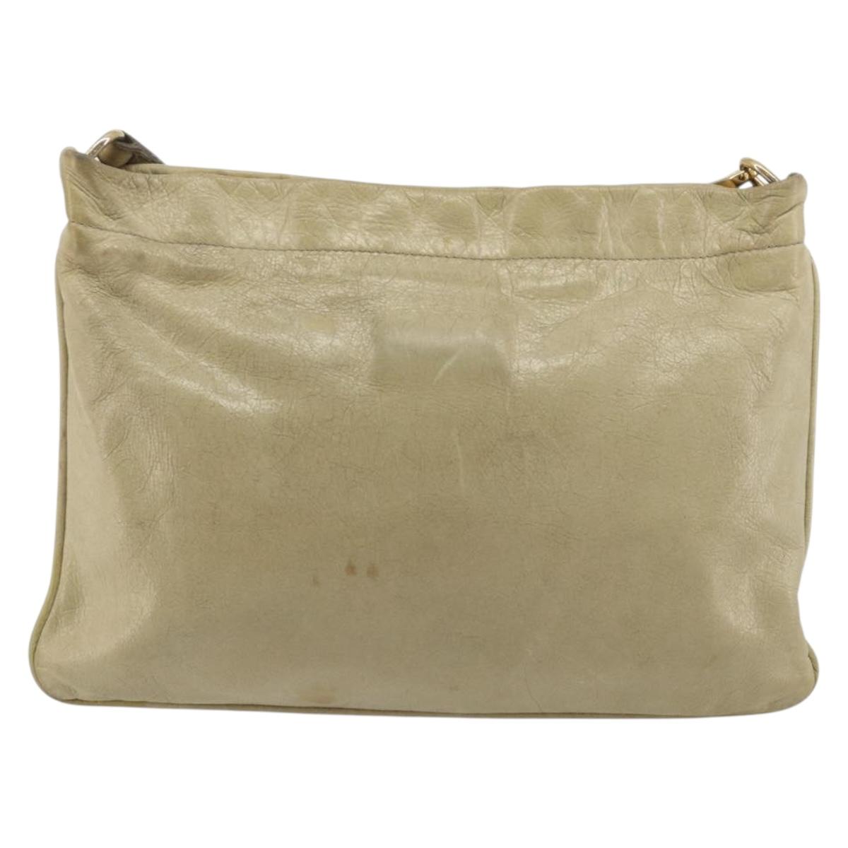 Miu Miu Matelasse Shoulder Bag Leather Beige Gold Auth bs36288