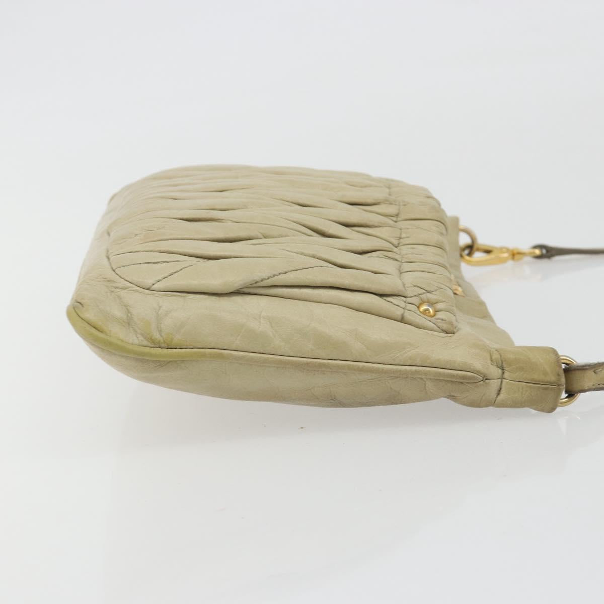 Miu Miu Matelasse Shoulder Bag Leather Beige Gold Auth bs36288