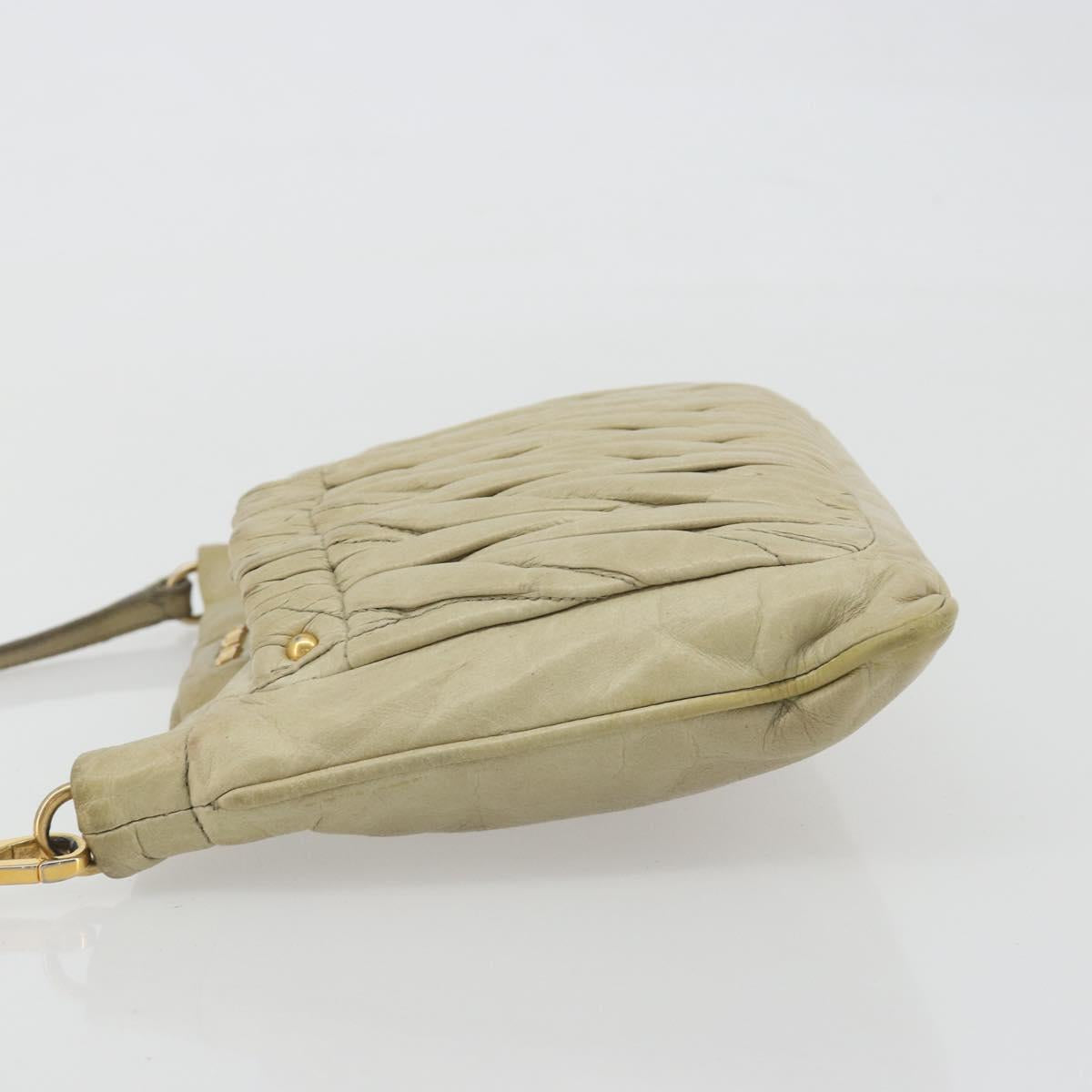 Miu Miu Matelasse Shoulder Bag Leather Beige Gold Auth bs36288