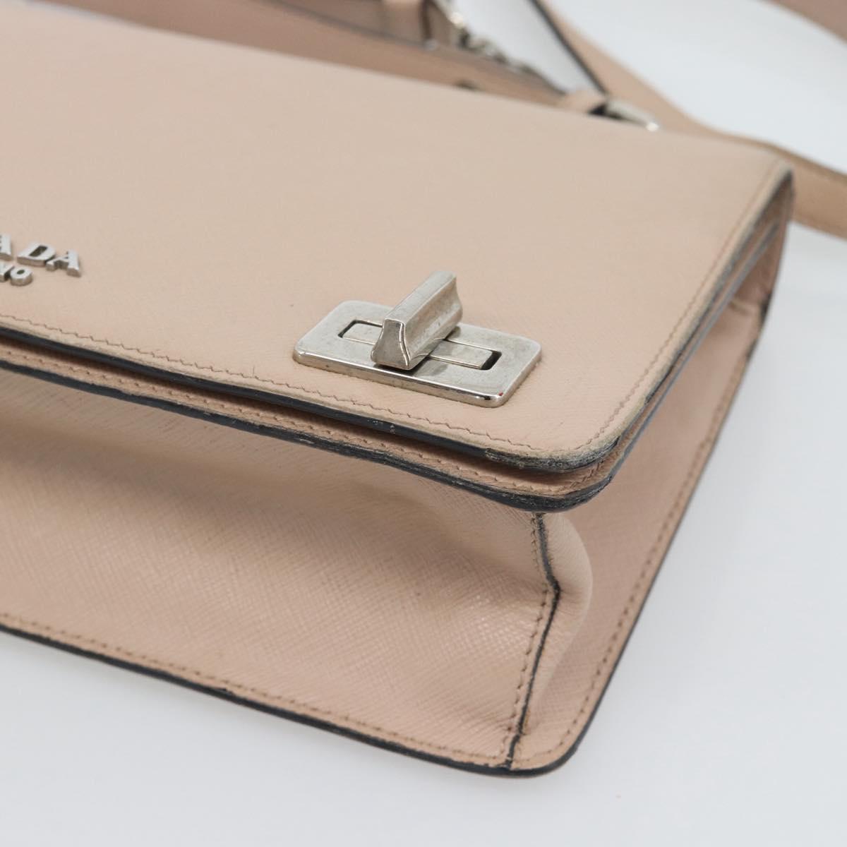 PRADA Hand Bag Safiano Leather 2way Pink Silver Auth bs36289