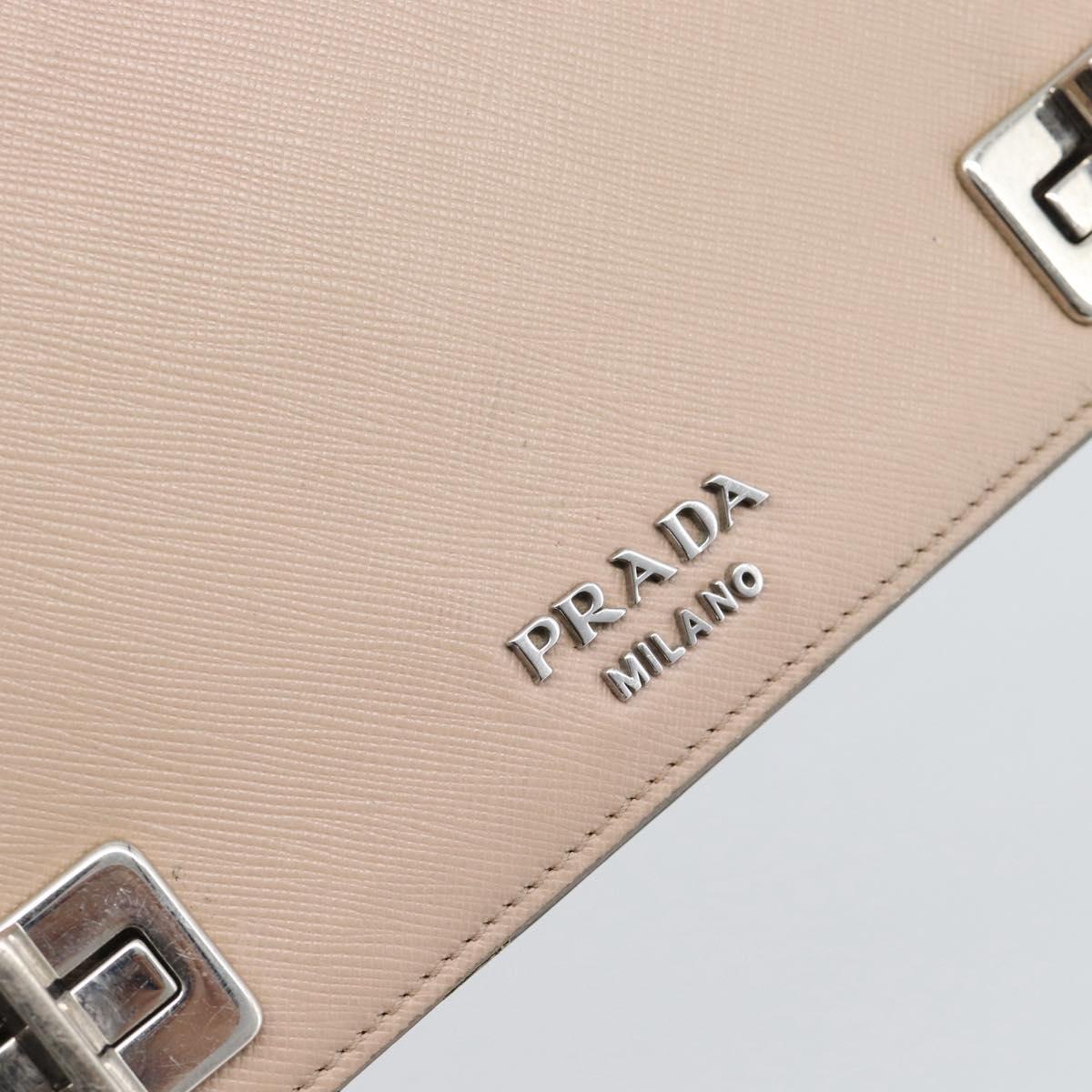 PRADA Hand Bag Safiano Leather 2way Pink Silver Auth bs36289