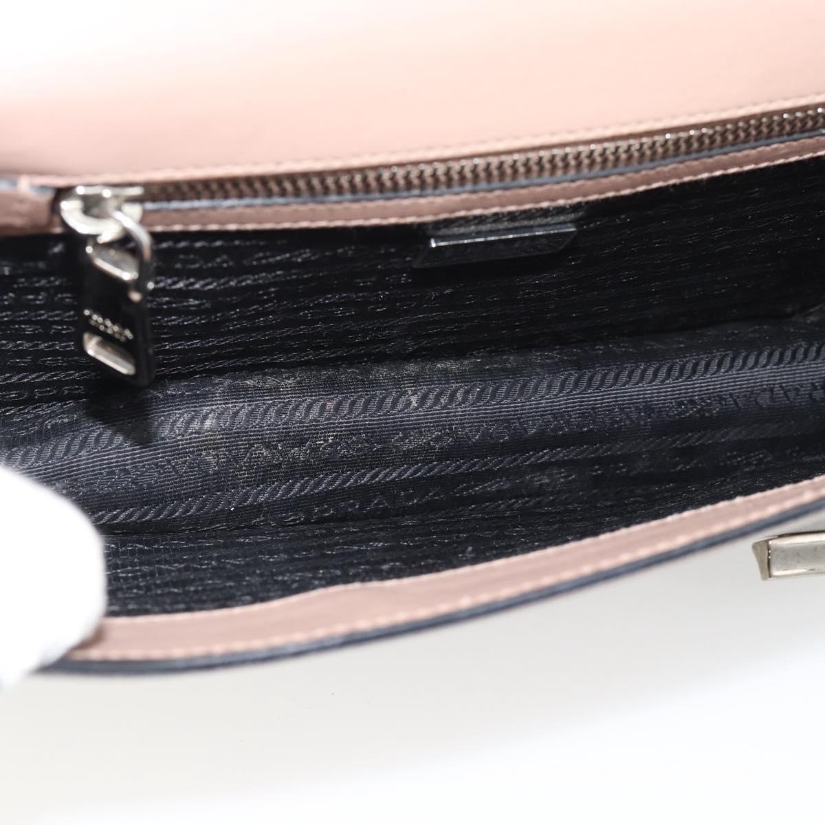 PRADA Hand Bag Safiano Leather 2way Pink Silver Auth bs36289