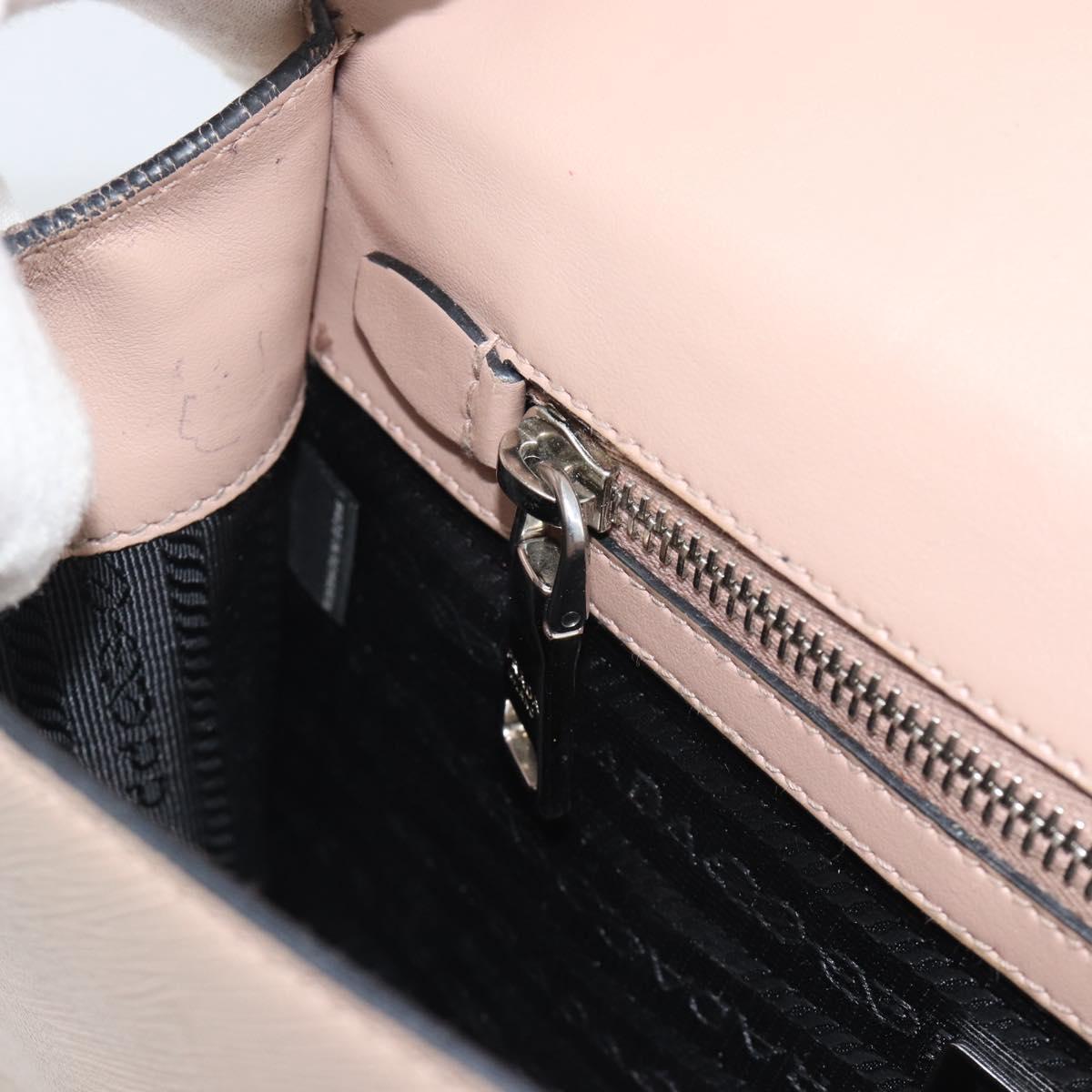 PRADA Hand Bag Safiano Leather 2way Pink Silver Auth bs36289