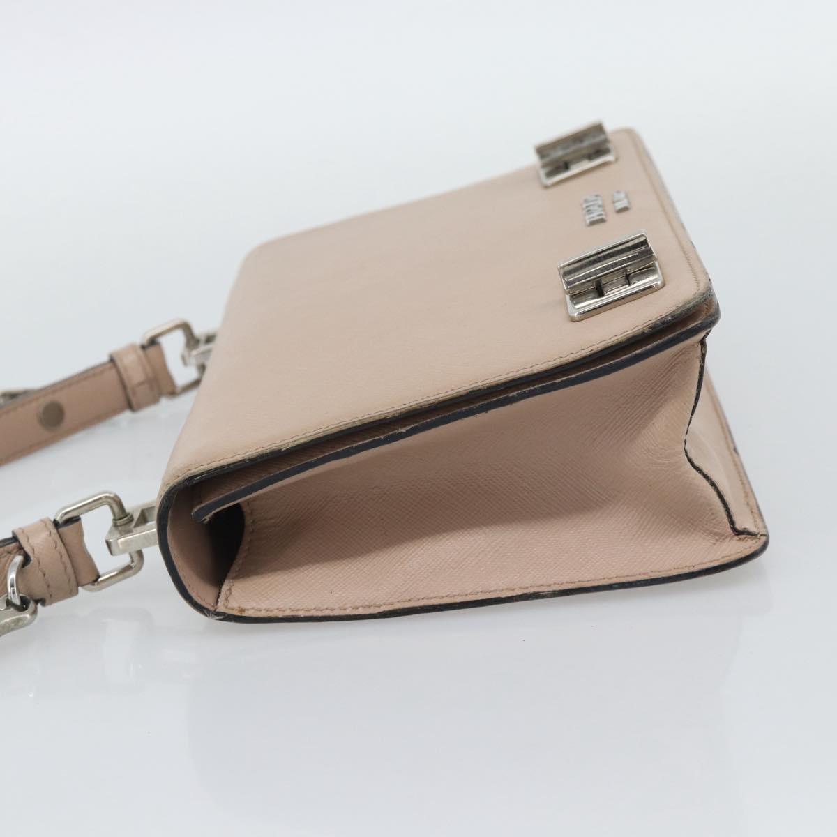PRADA Hand Bag Safiano Leather 2way Pink Silver Auth bs36289
