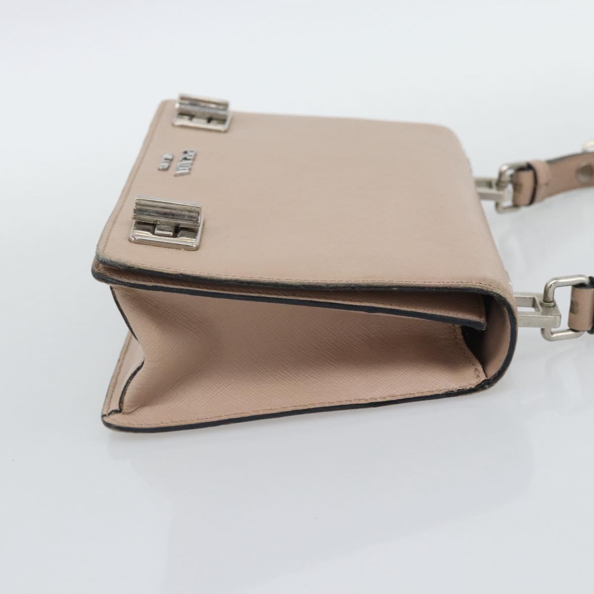 PRADA Hand Bag Safiano Leather 2way Pink Silver Auth bs36289