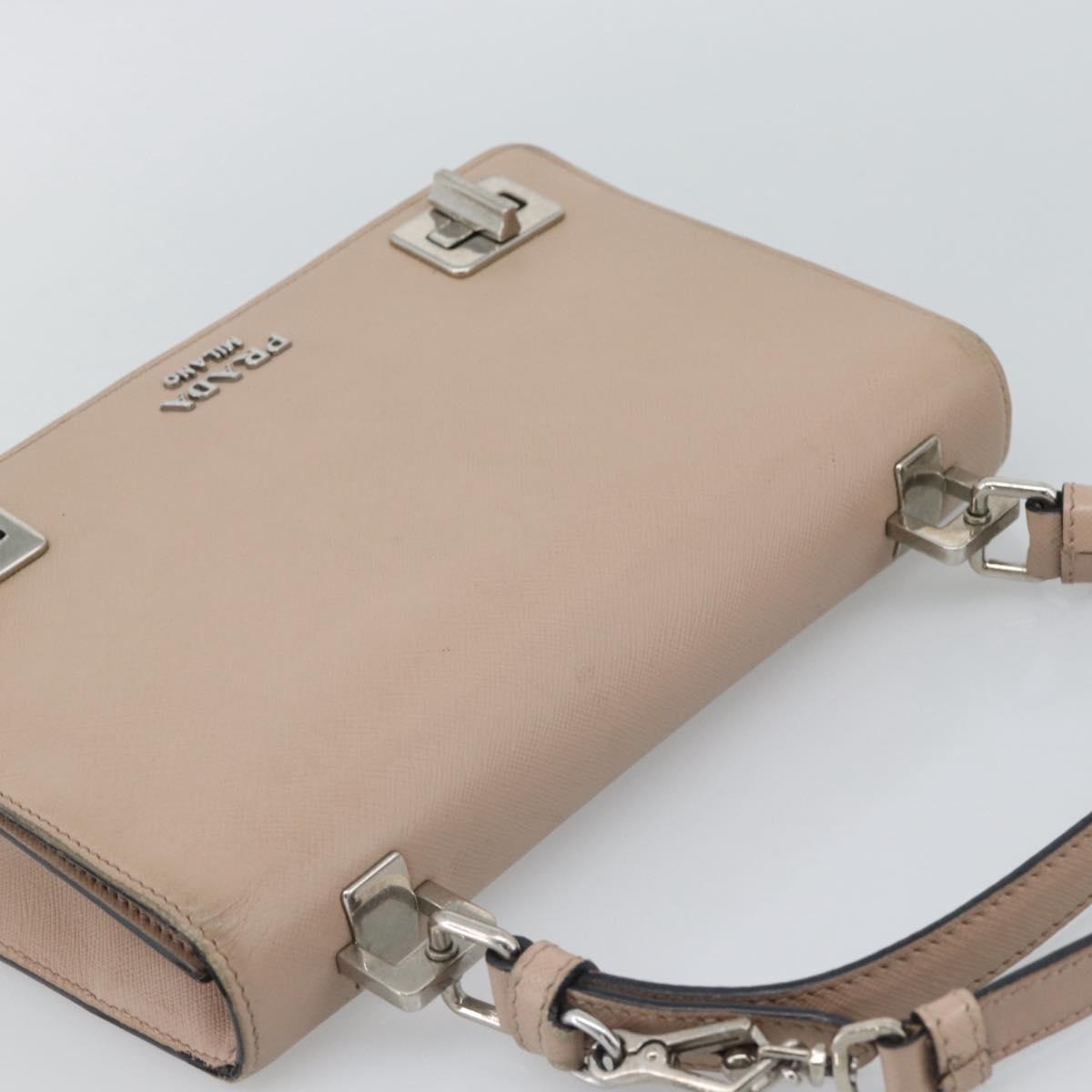 PRADA Hand Bag Safiano Leather 2way Pink Silver Auth bs36289