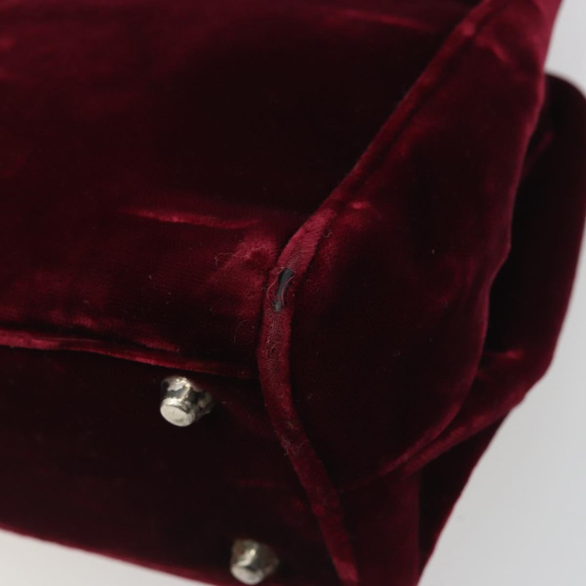 PRADA Hand Bag Velor Red Silver Auth bs36290
