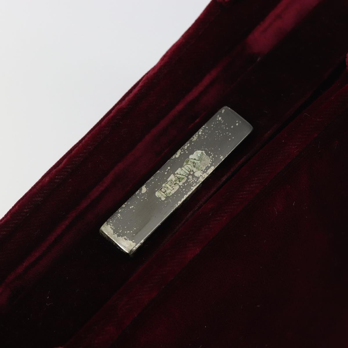 PRADA Hand Bag Velor Red Silver Auth bs36290