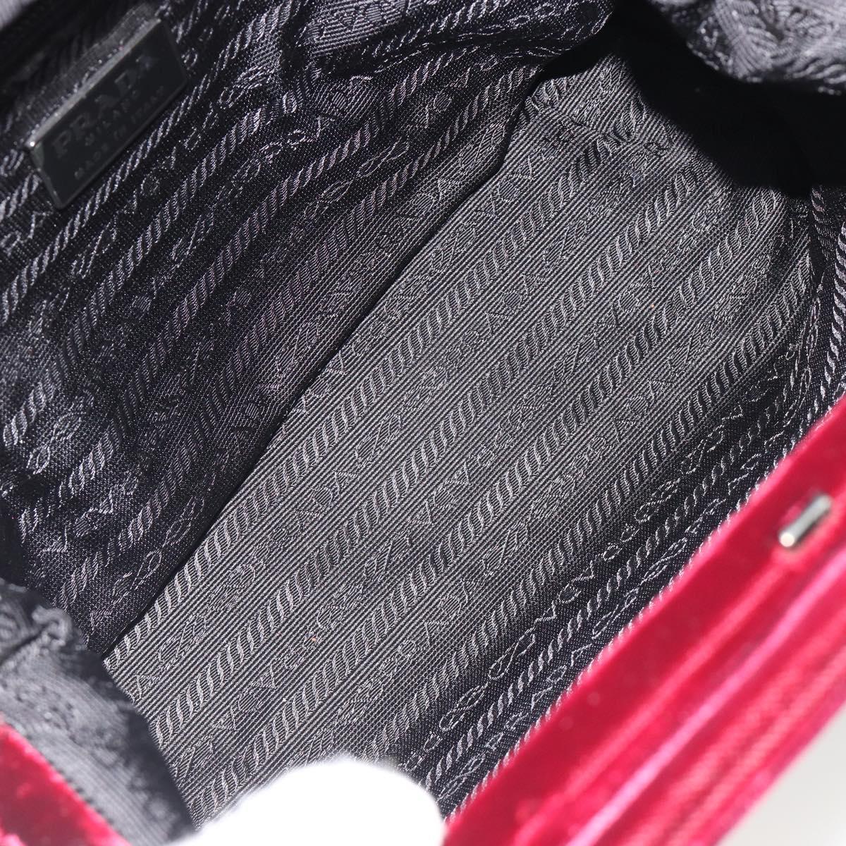 PRADA Hand Bag Velor Red Silver Auth bs36290