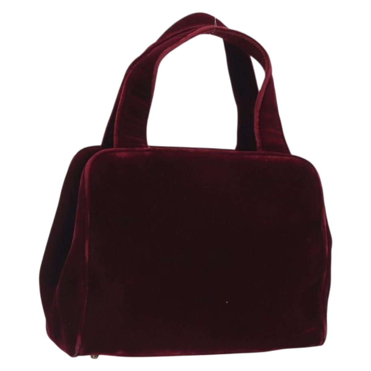 PRADA Hand Bag Velor Red Silver Auth bs36290