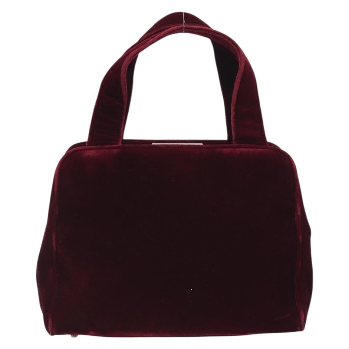 PRADA Hand Bag Velor Red Silver Auth bs36290