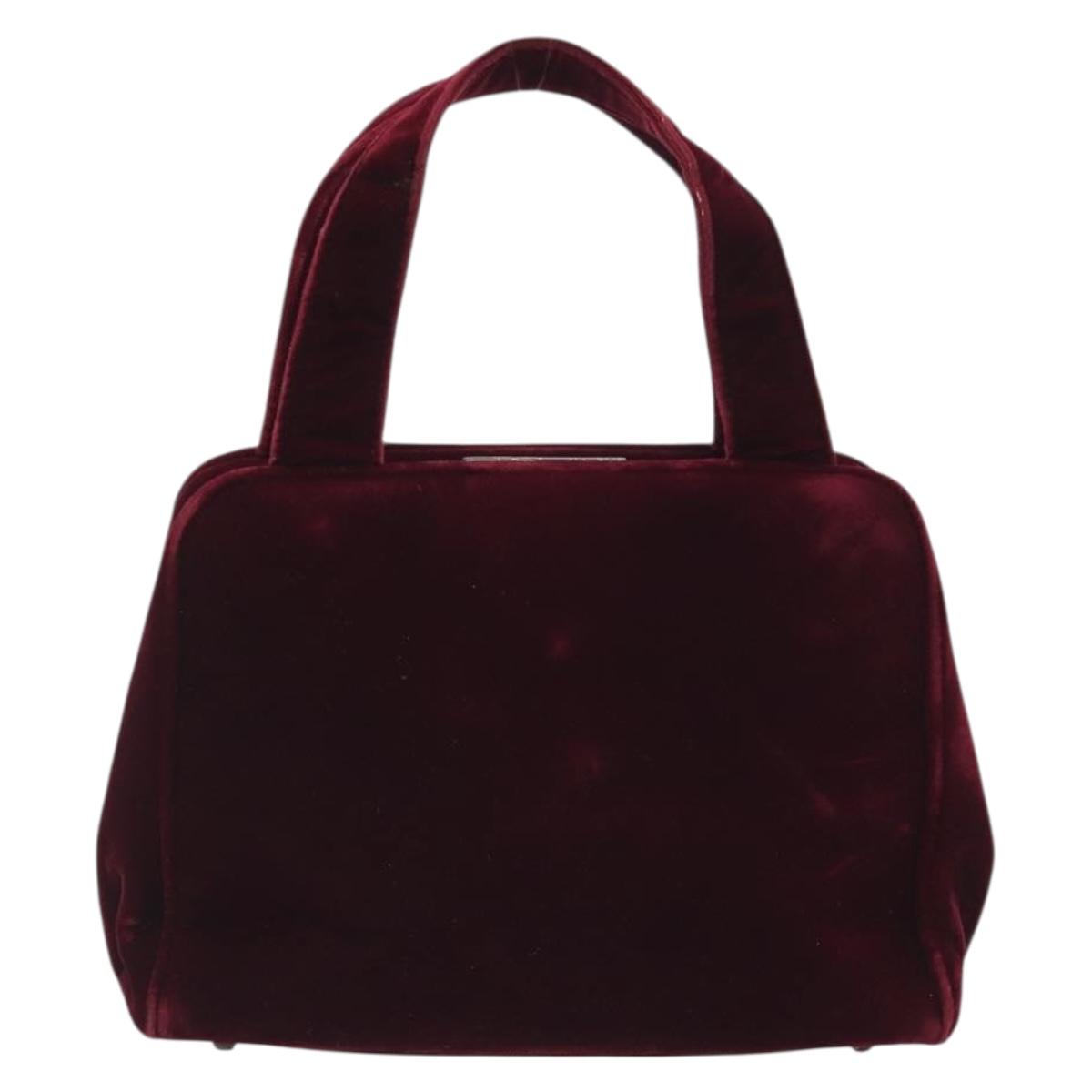 PRADA Hand Bag Velor Red Silver Auth bs36290