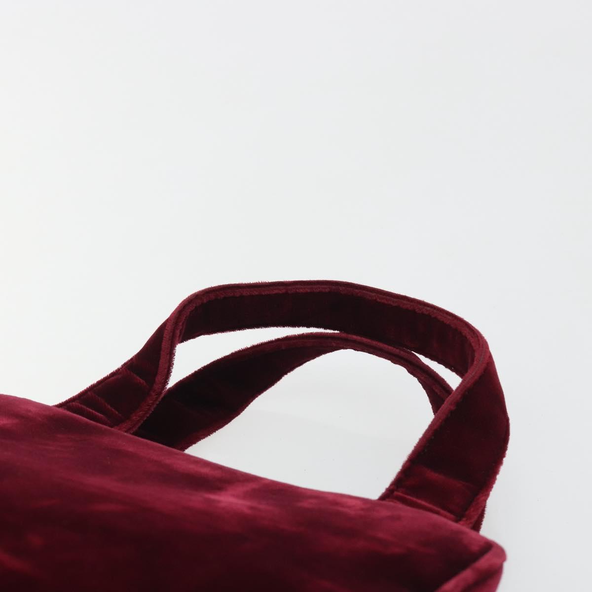 PRADA Hand Bag Velor Red Silver Auth bs36290