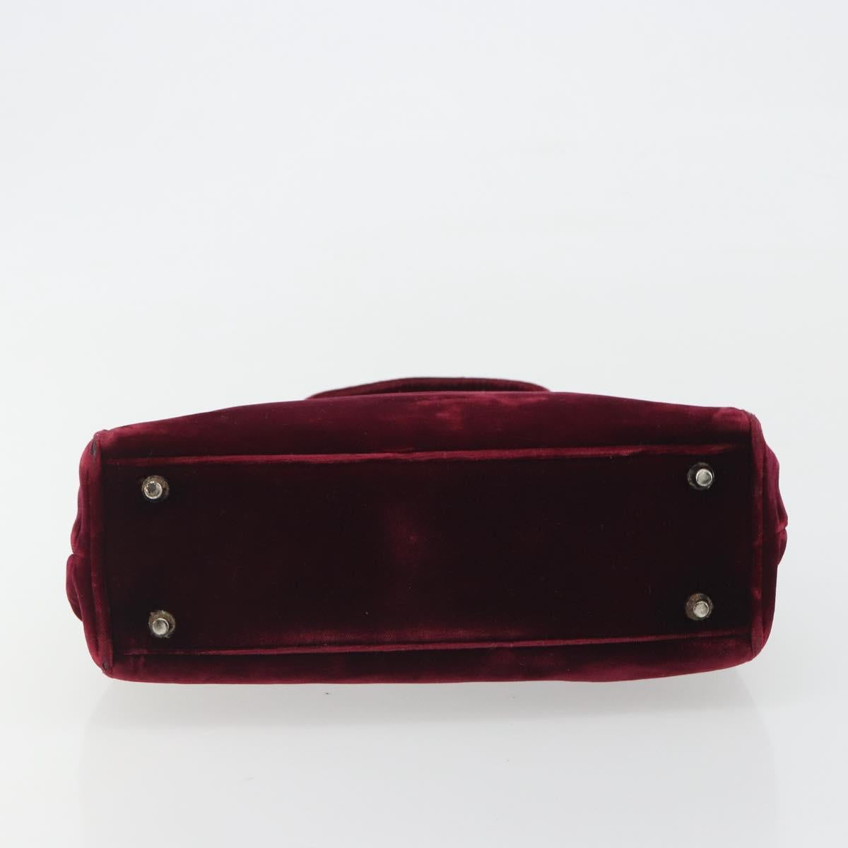 PRADA Hand Bag Velor Red Silver Auth bs36290