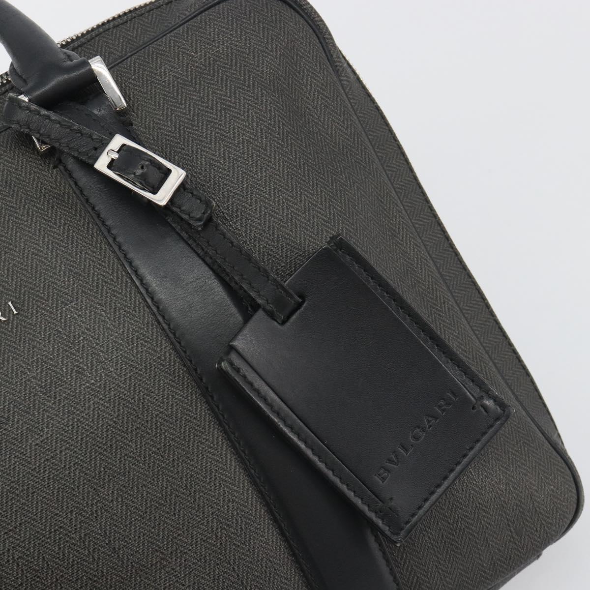 BVLGARI Business Bag PVC Gray Silver Auth bs36291
