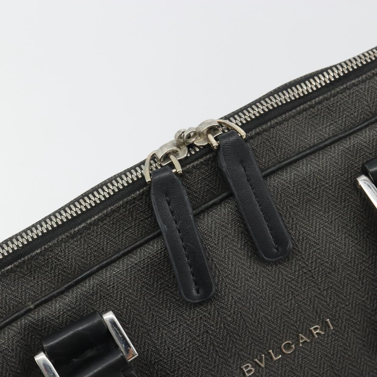 BVLGARI Business Bag PVC Gray Silver Auth bs36291