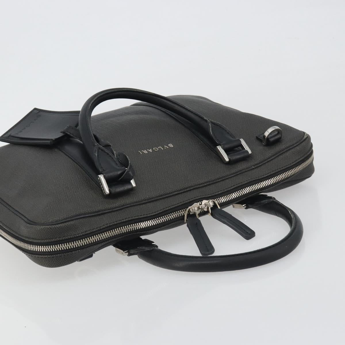 BVLGARI Business Bag PVC Gray Silver Auth bs36291