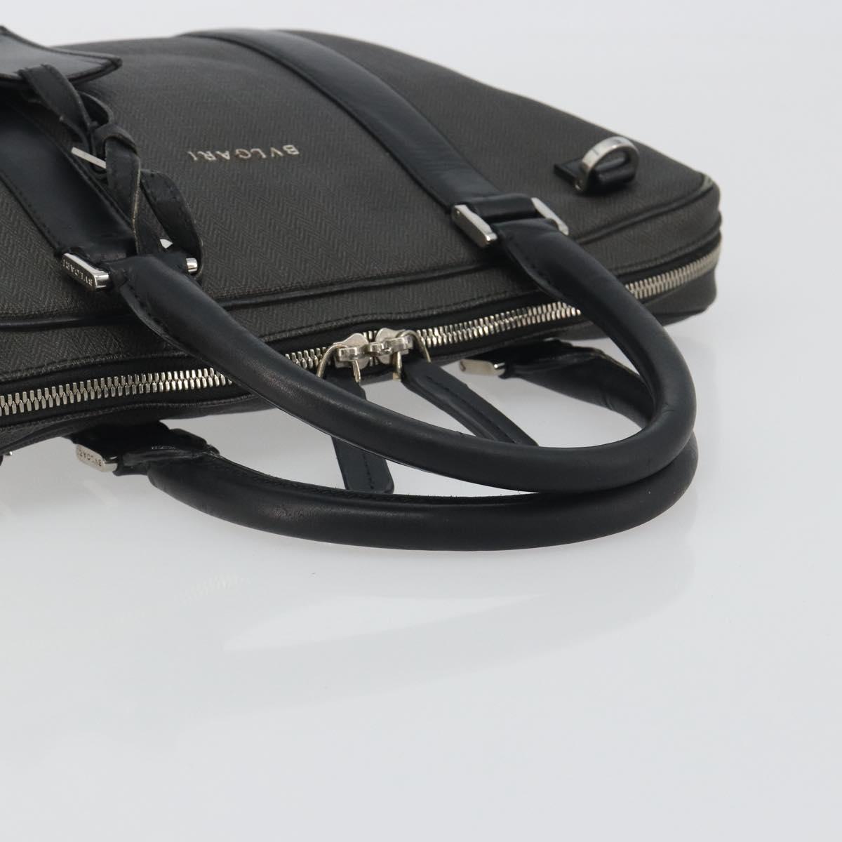BVLGARI Business Bag PVC Gray Silver Auth bs36291