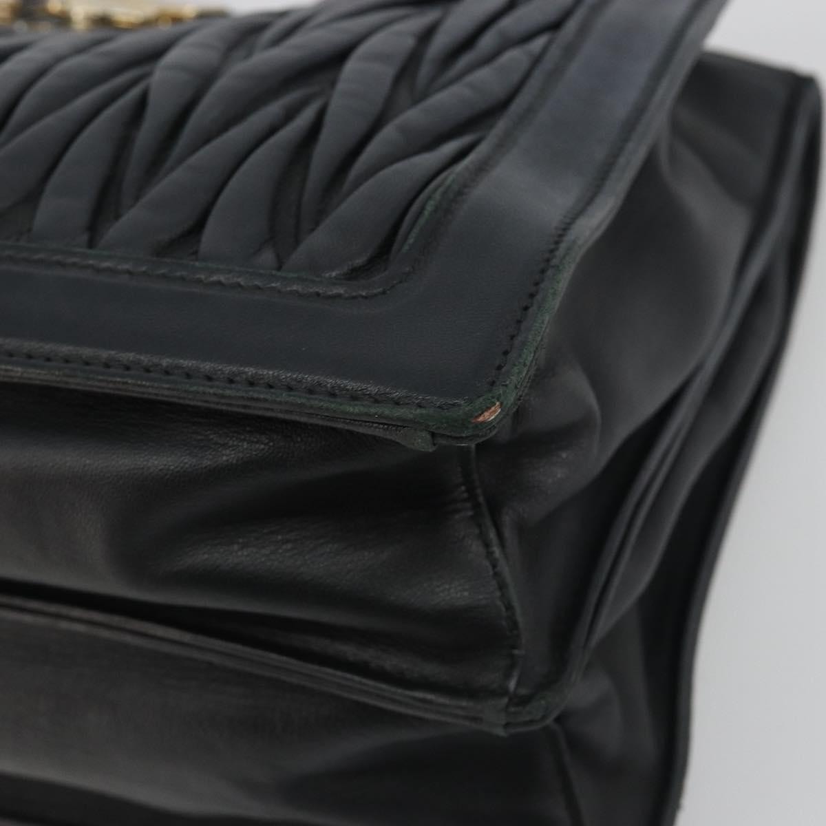 Miu Miu Matelasse Hand Bag Leather Black Gold Auth bs36292