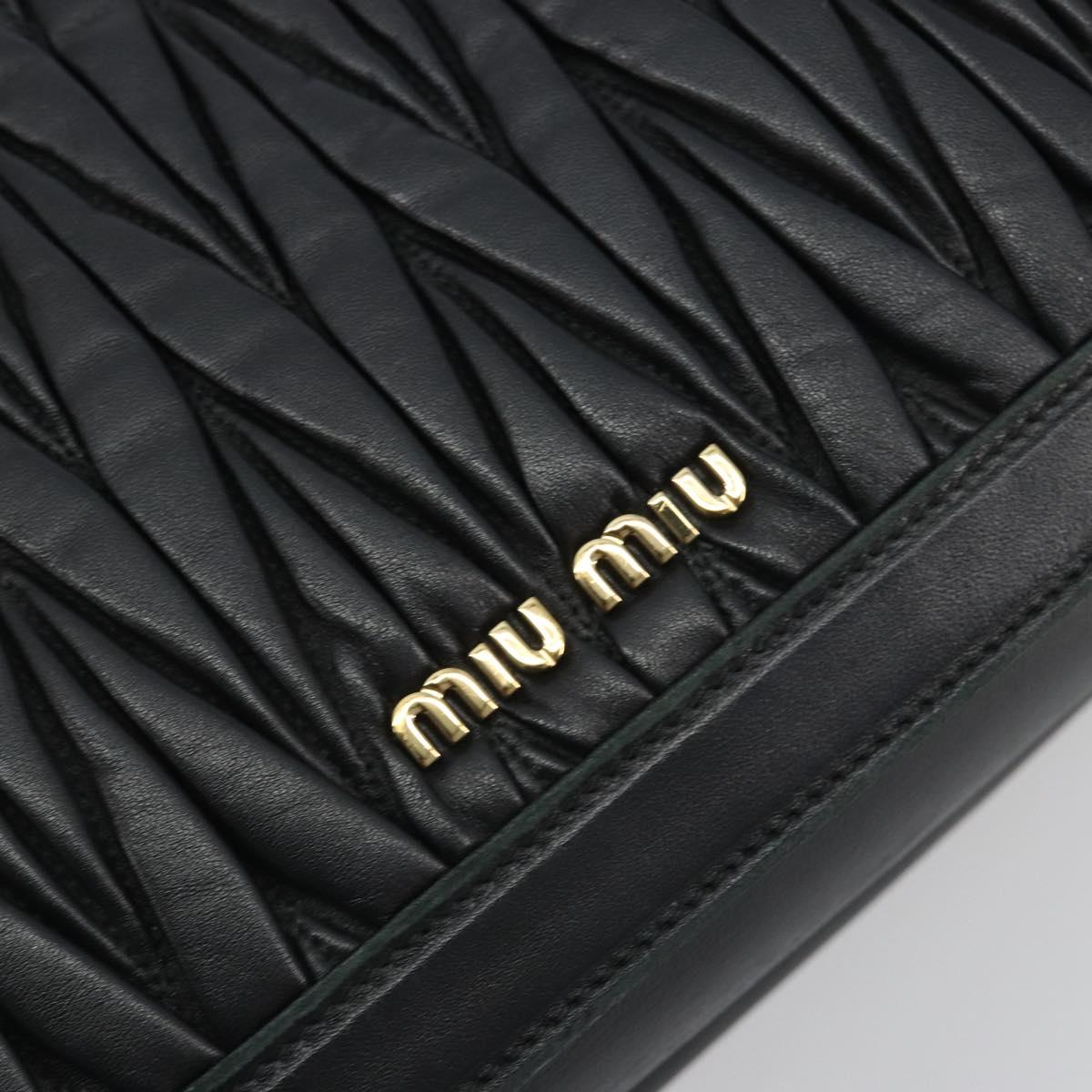 Miu Miu Matelasse Hand Bag Leather Black Gold Auth bs36292
