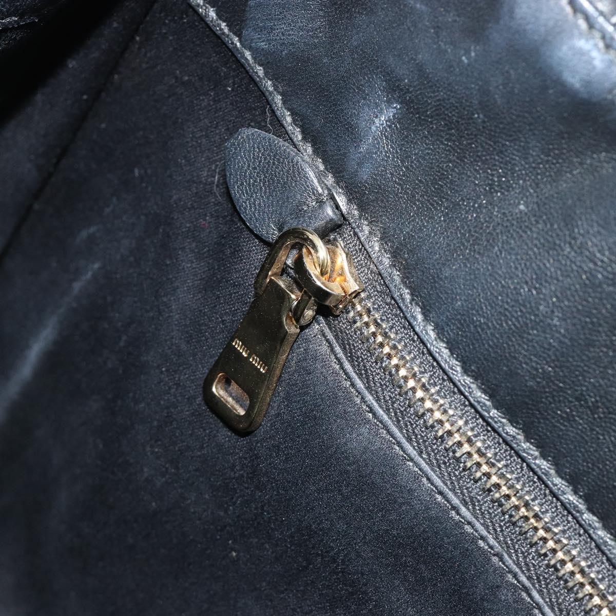 Miu Miu Matelasse Hand Bag Leather Black Gold Auth bs36292