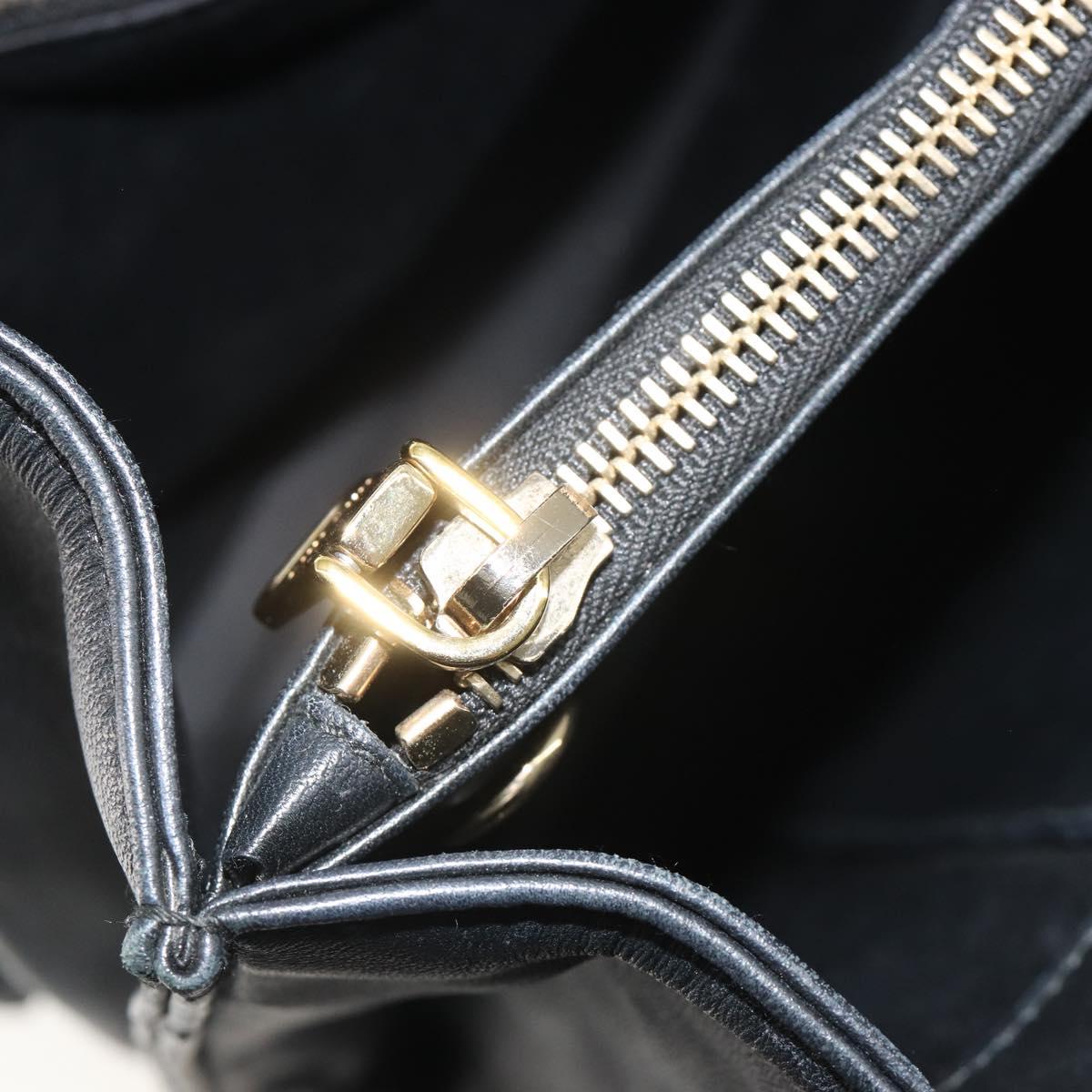 Miu Miu Matelasse Hand Bag Leather Black Gold Auth bs36292