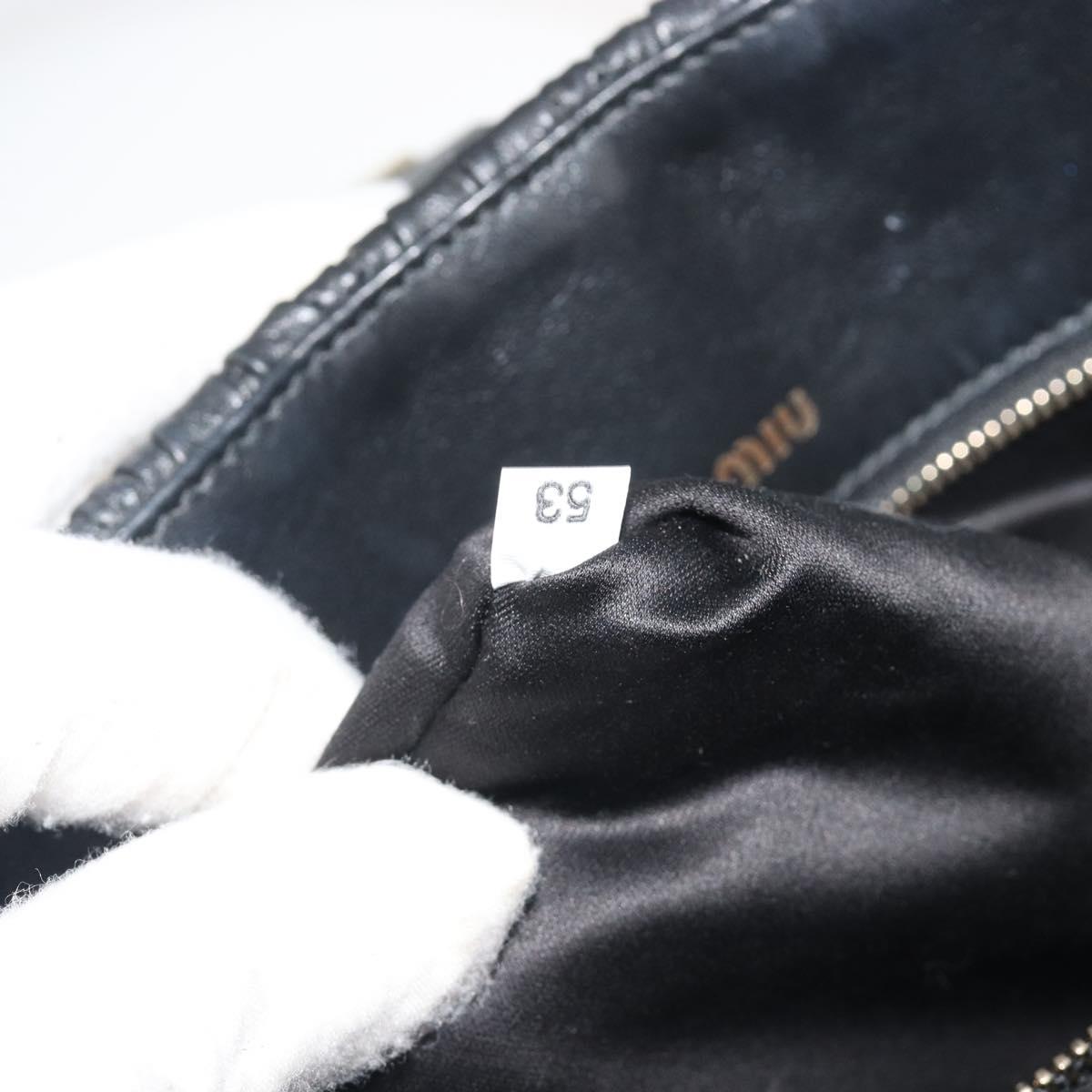 Miu Miu Matelasse Hand Bag Leather Black Gold Auth bs36292