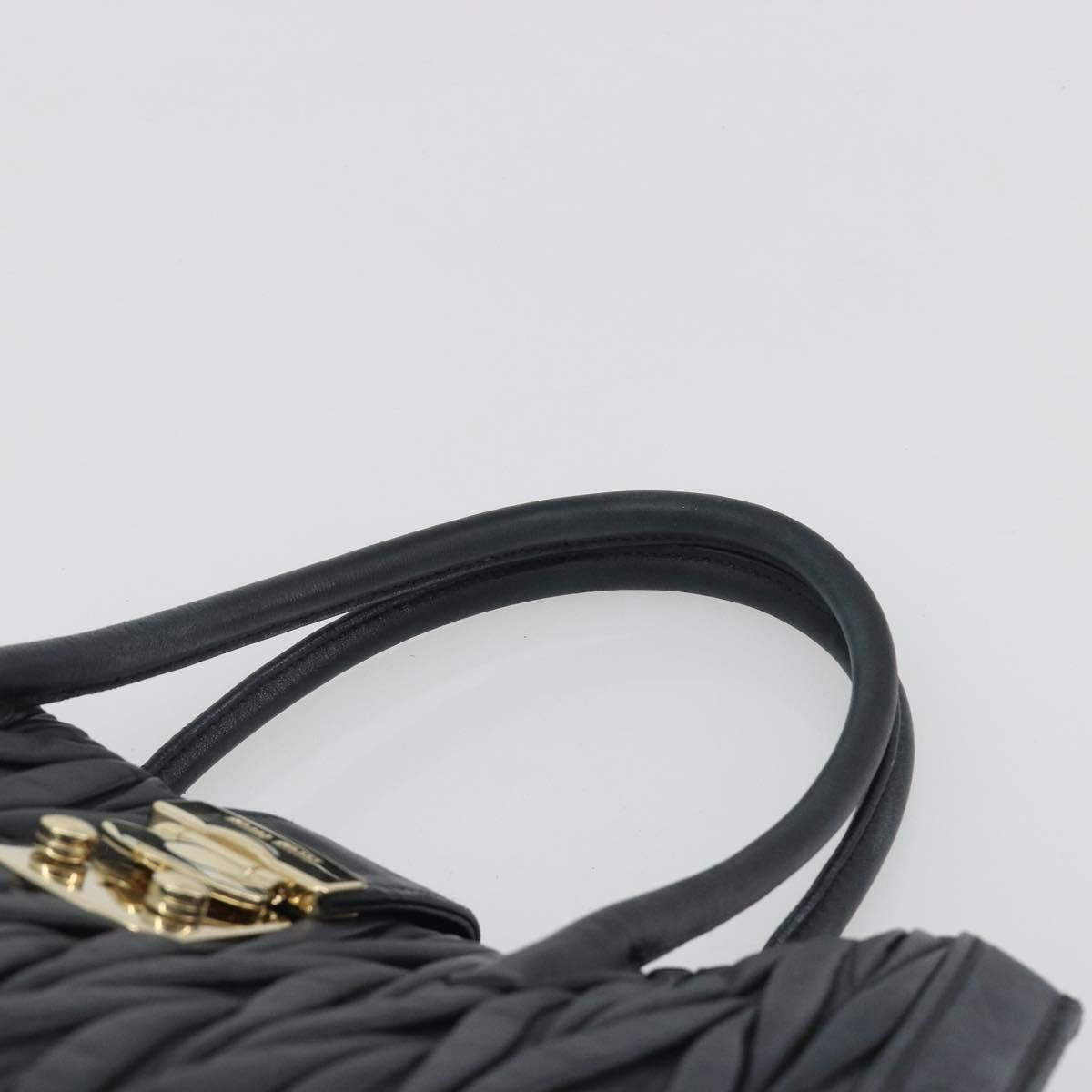 Miu Miu Matelasse Hand Bag Leather Black Gold Auth bs36292