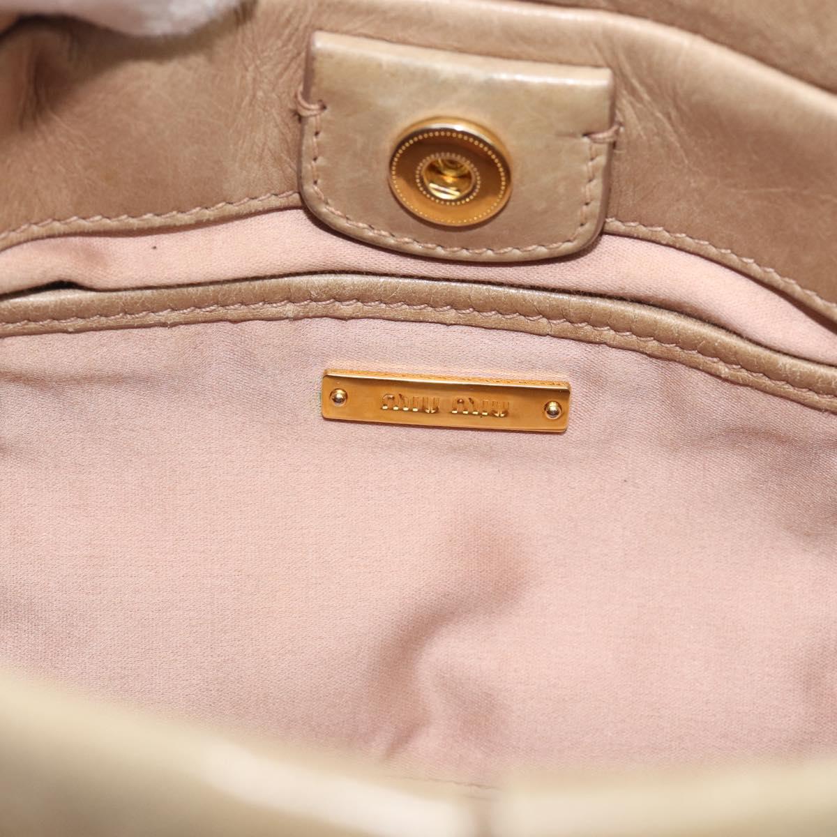 Miu Miu Hand Bag Leather 2way Beige Gold Auth bs36293V