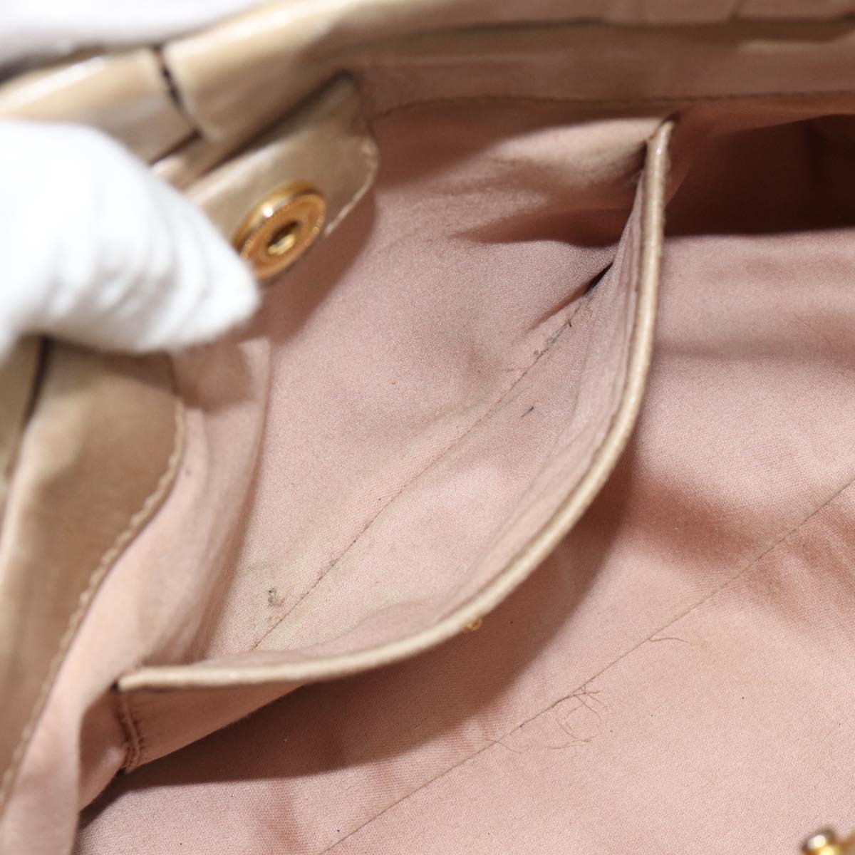 Miu Miu Hand Bag Leather 2way Beige Gold Auth bs36293V