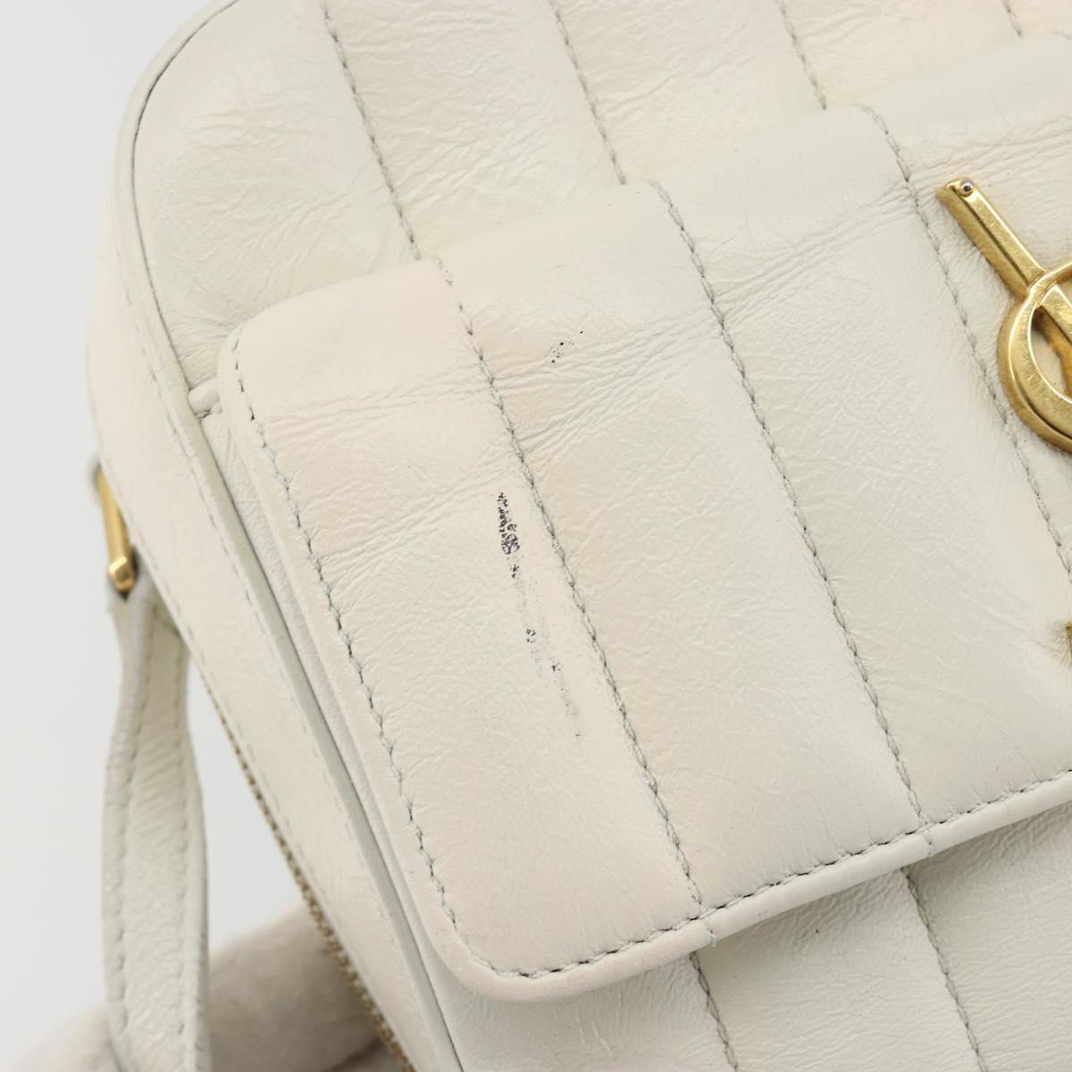SAINT LAURENT Shoulder Bag Leather White Gold Auth bs36294