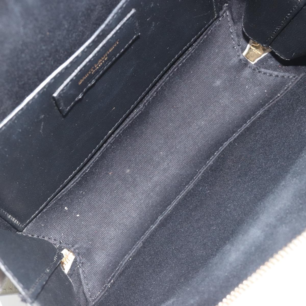 SAINT LAURENT Shoulder Bag Leather White Gold Auth bs36294