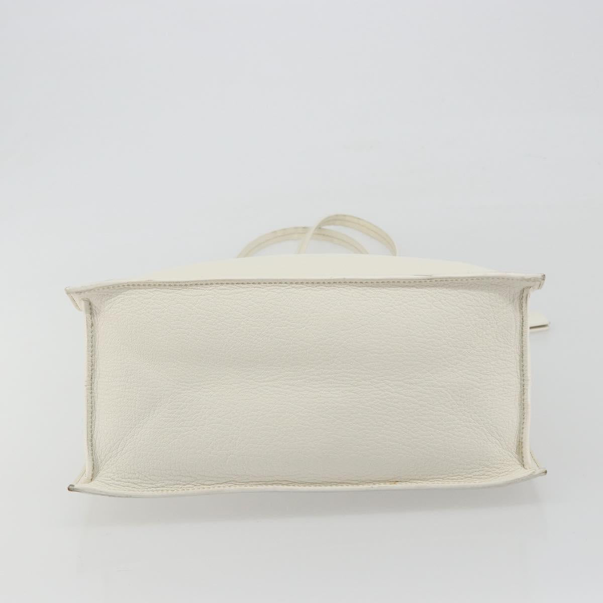 Miu Miu Tote Bag Leather White Silver Auth bs36295A