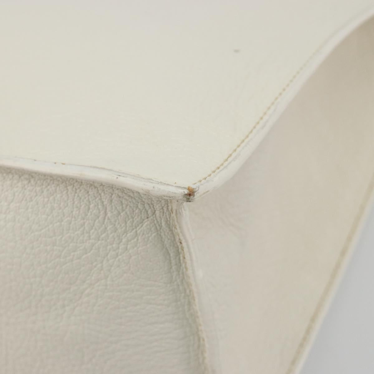 Miu Miu Tote Bag Leather White Silver Auth bs36295A